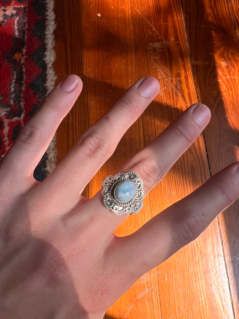 Round Larimar Ring