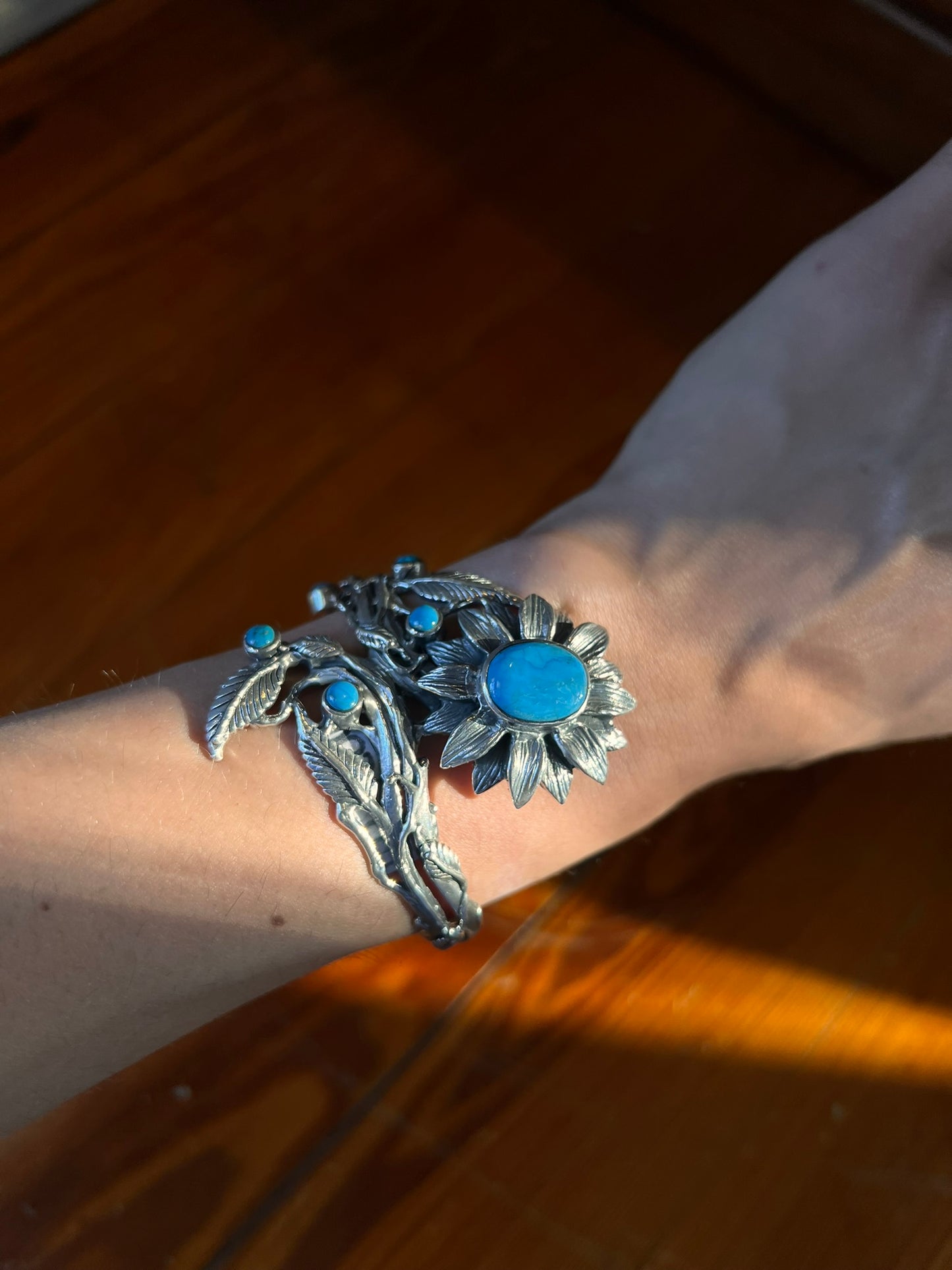 Turquoise Sunflower Cuff