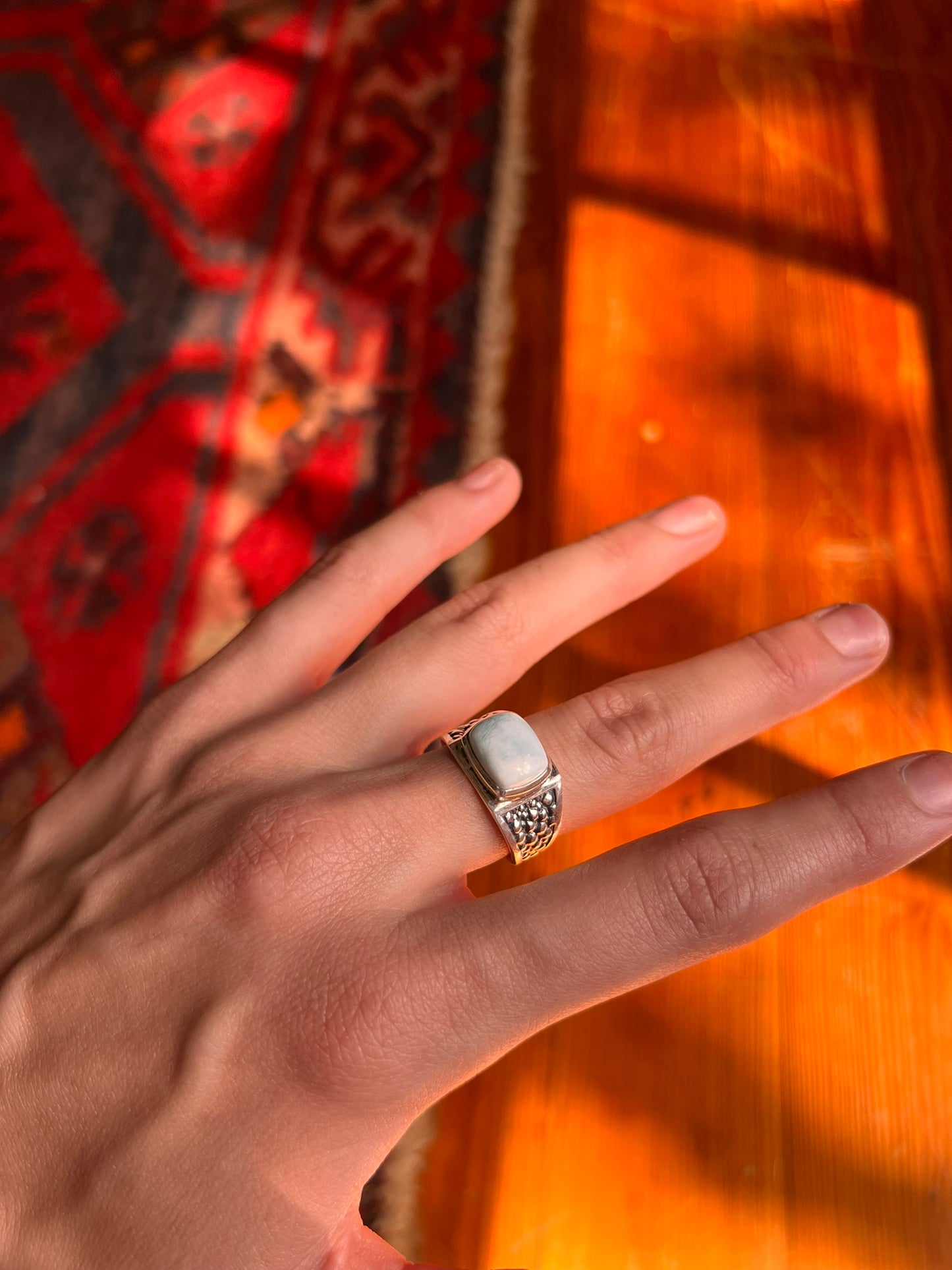 Square Larimar Ring