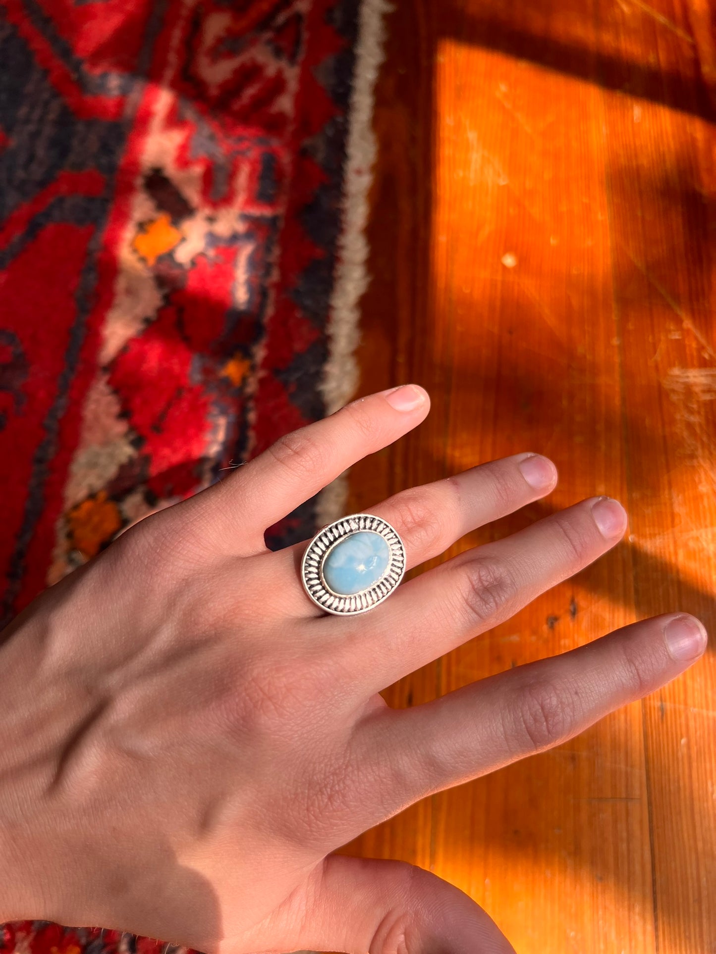 Round Larimar Ring