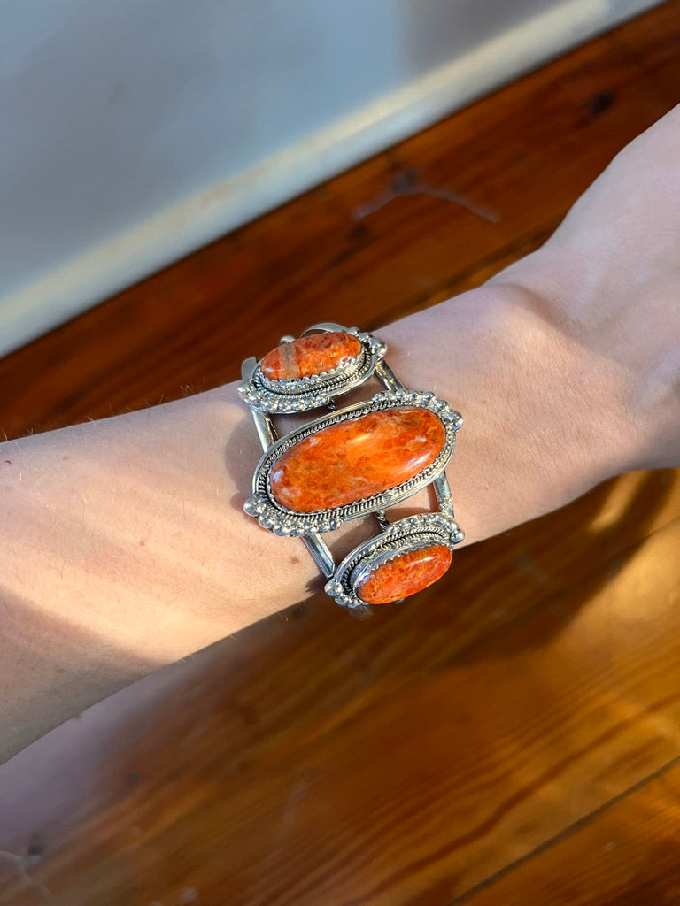 Three Stone Natural Coral Cuff