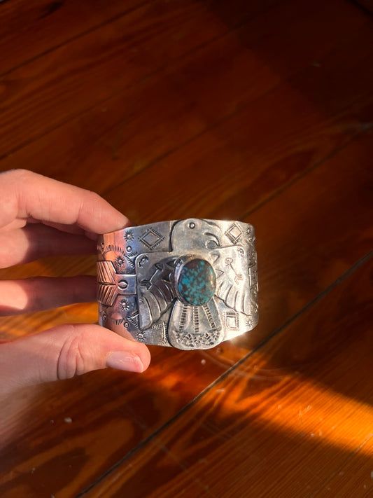 Stamped Turquoise Cuff