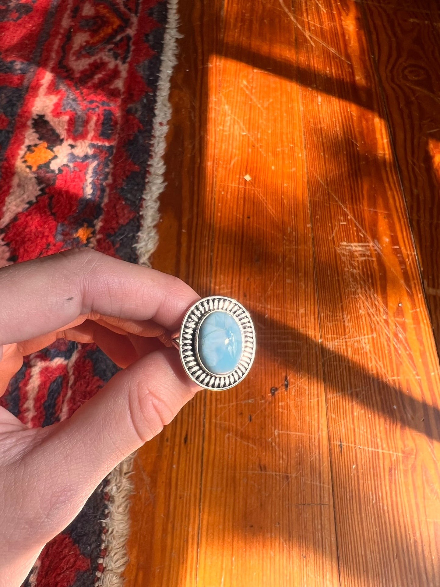 Round Larimar Ring