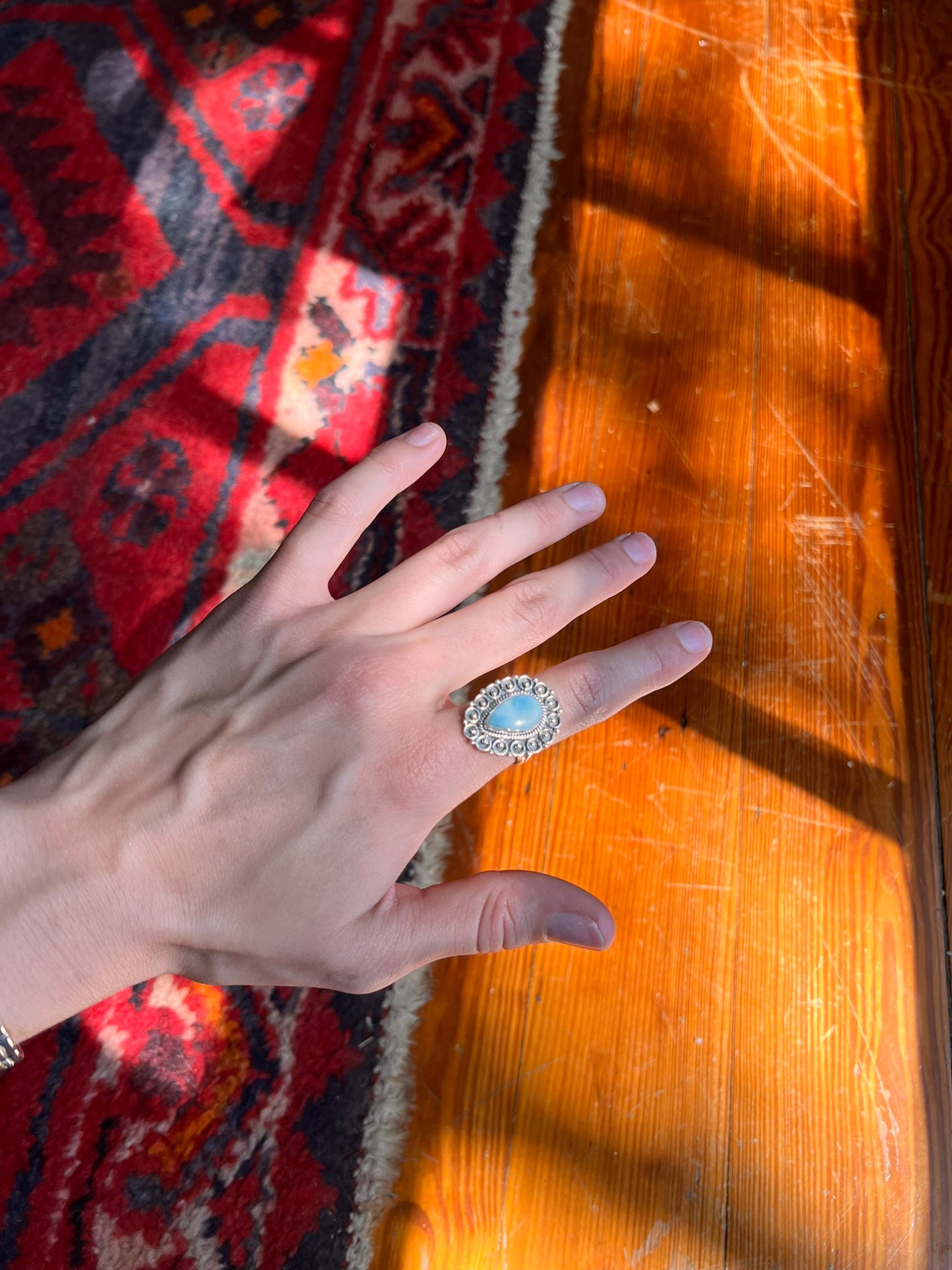 Teardrop Larimar Ring