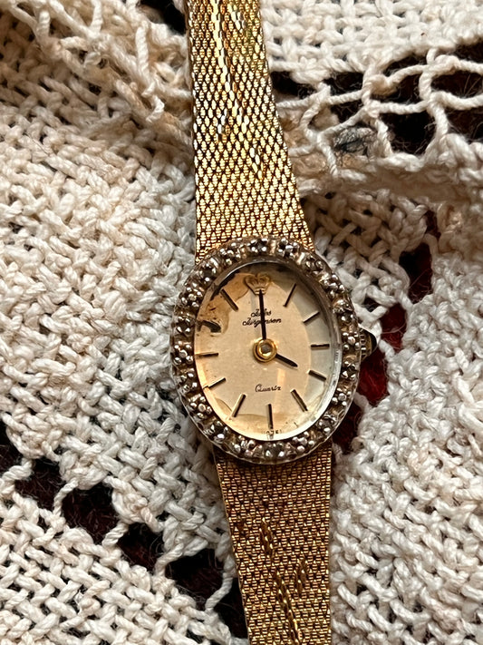 Jules Jurgenson Diamond Bezel Gold Filled Watch