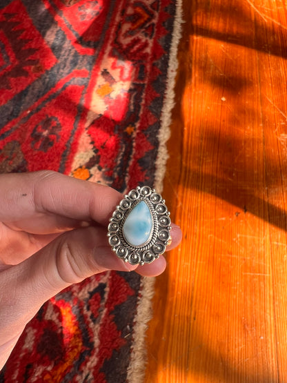 Teardrop Larimar Ring